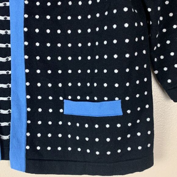 TALBOTS petite medium sweater open cardigan dots cotton open front - Picture 9 of 11